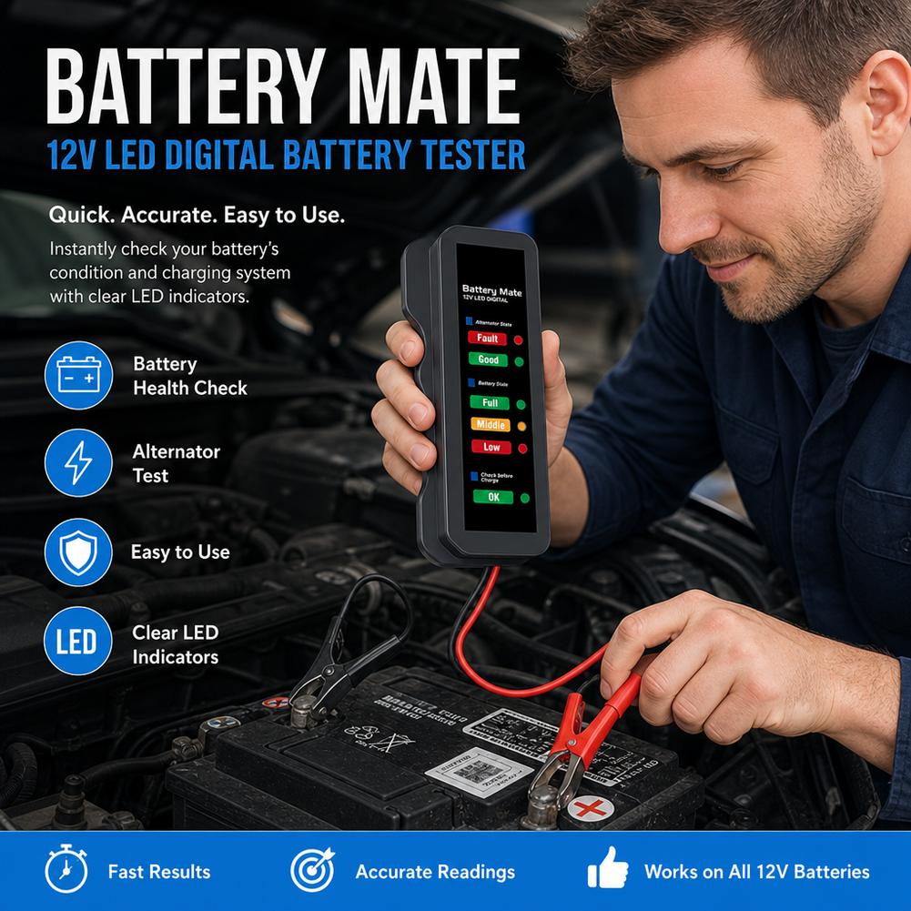 Alternator Tester Digital Diagnostic Tool - 12V Digitale Dynamo Tester 6 LED-lampjes