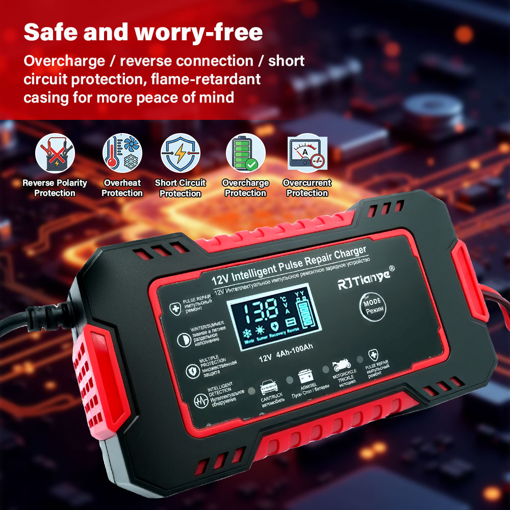 Smart Car Battery Charger 12V 24V 20A - 20A/10A Auto Motorfiets Accu Lader 12V/24V