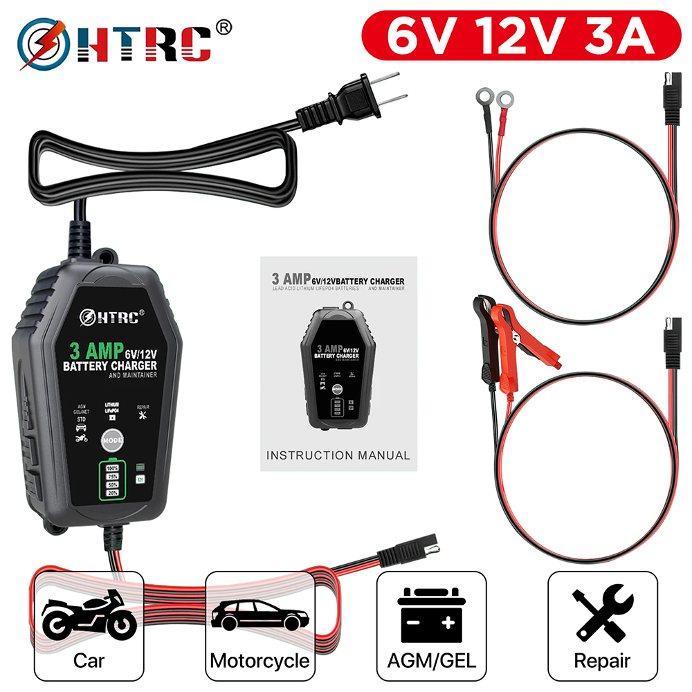 Lifepo4 Battery Charger Smart Automatic - HTRC Auto Acculader 6V 12V 3A