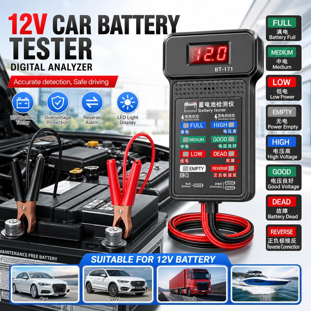Car Battery Load Tester Digital Cranking - 12V Auto-accu Tester Digitale Analysator Auto
