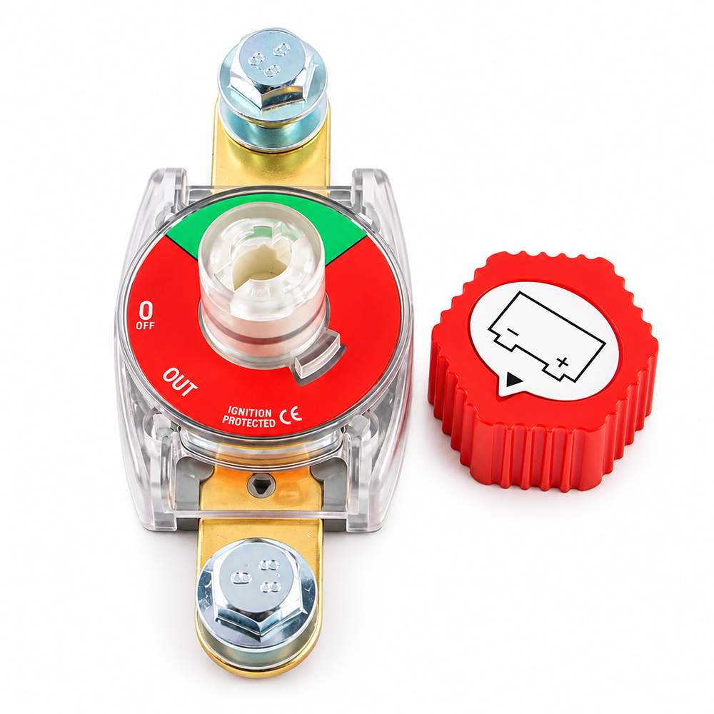 Battery Disconnect Switch Master Cut Off - 275A Batterij-ontkoppelingschakelaar met zijdelingse bovenste aansluiting,