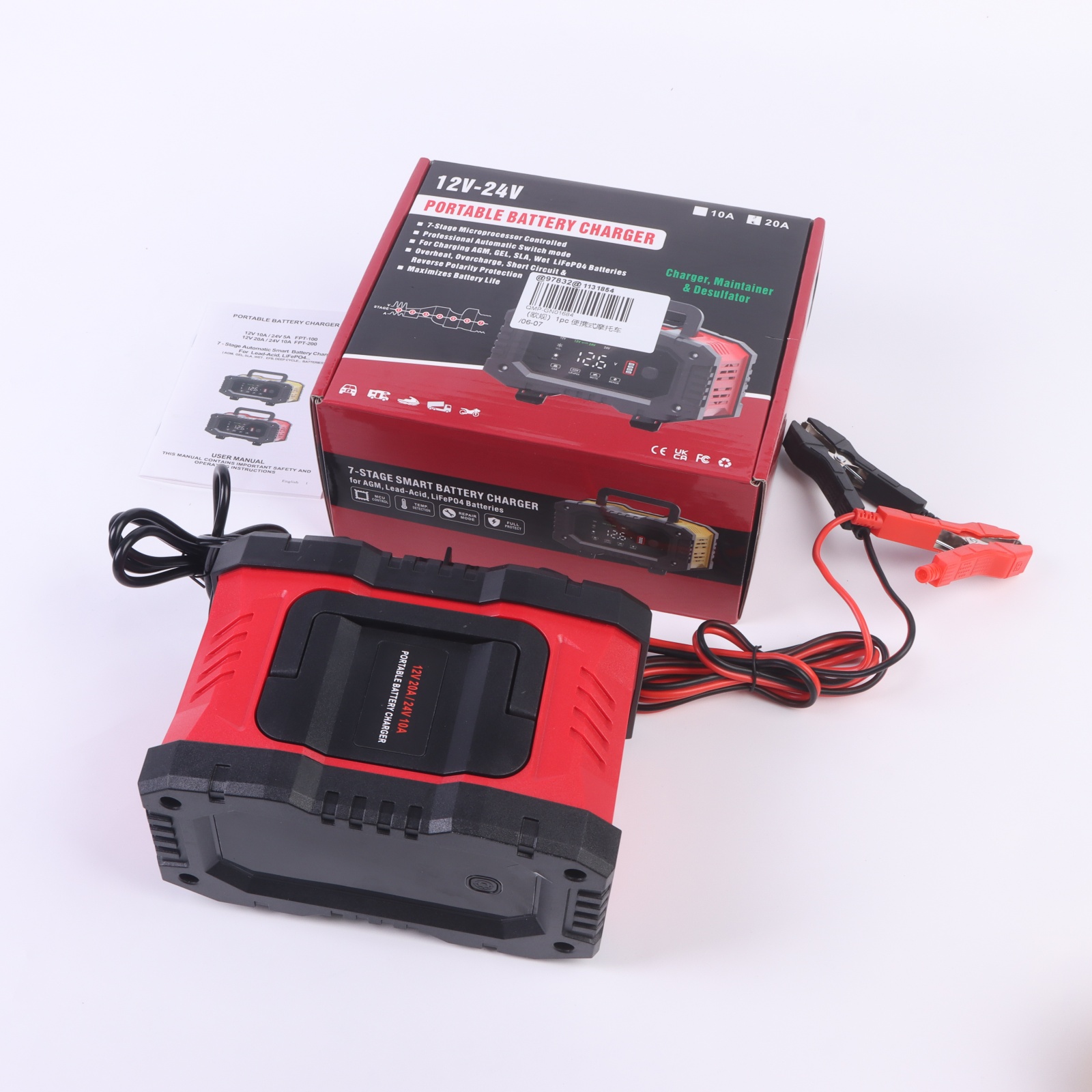 Smart Car Battery Charger 12V 24V 20A - 12V 20A/24V 10A 300W Batterijlader Auto