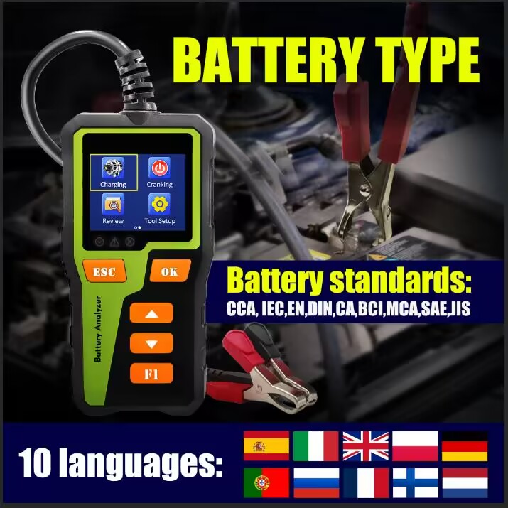 Car Battery Load Tester Digital Cranking - 12V Auto-accutester Digitale accu-analysator CCA Load