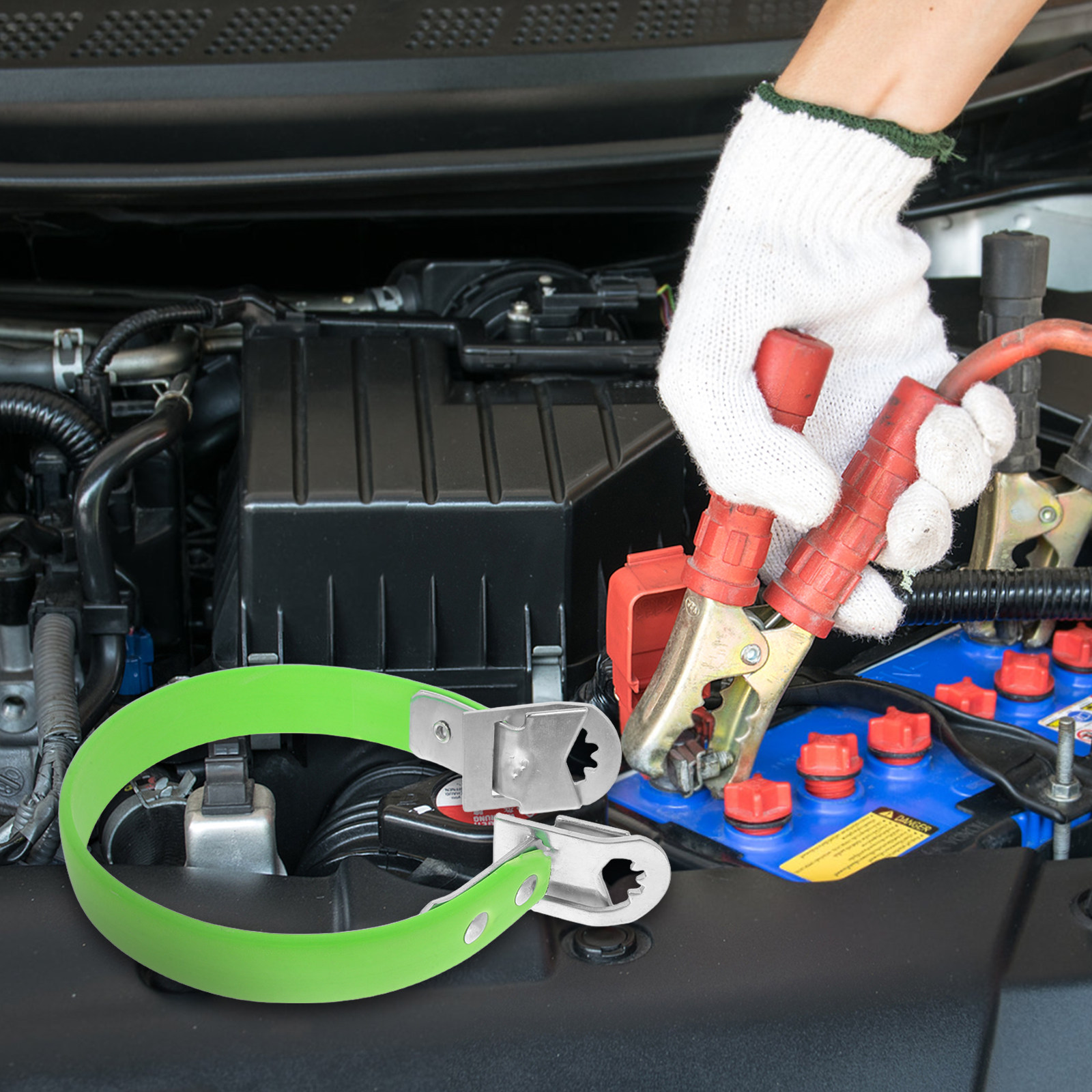Battery Carry Strap Lifter Heavy Duty - Zware accu-liftband van rubber en ijzer,