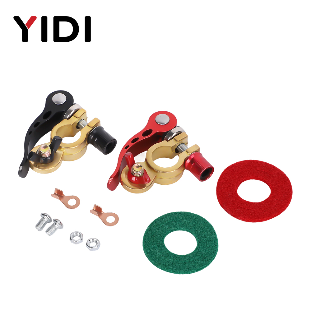 Battery Terminal Clamps Quick Release Brass - 1 paar accuklemmen met snelkoppeling, positief