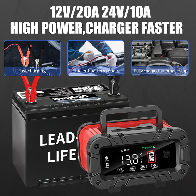 20A Batterijlader 12V/24V Slim - Smart Car Battery Charger 12V 24V 20A recensie en prijs