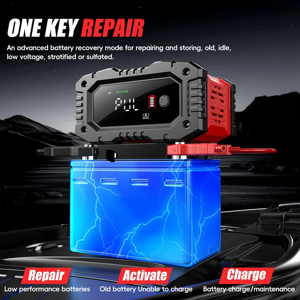 Nieuwe FOXSUR 20A/10A Auto Mot - Smart Car Battery Charger 12V 24V 20A recensie en prijs