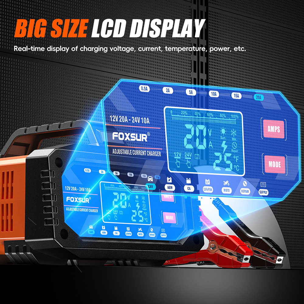 12V/24V Draagbare 0.5A-20A Aut - Smart Car Battery Charger 12V 24V 20A recensie en prijs