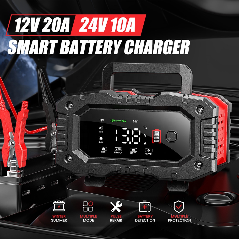 12V 20A 24V 10A Foxsur Volledi - Smart Car Battery Charger 12V 24V 20A recensie en prijs