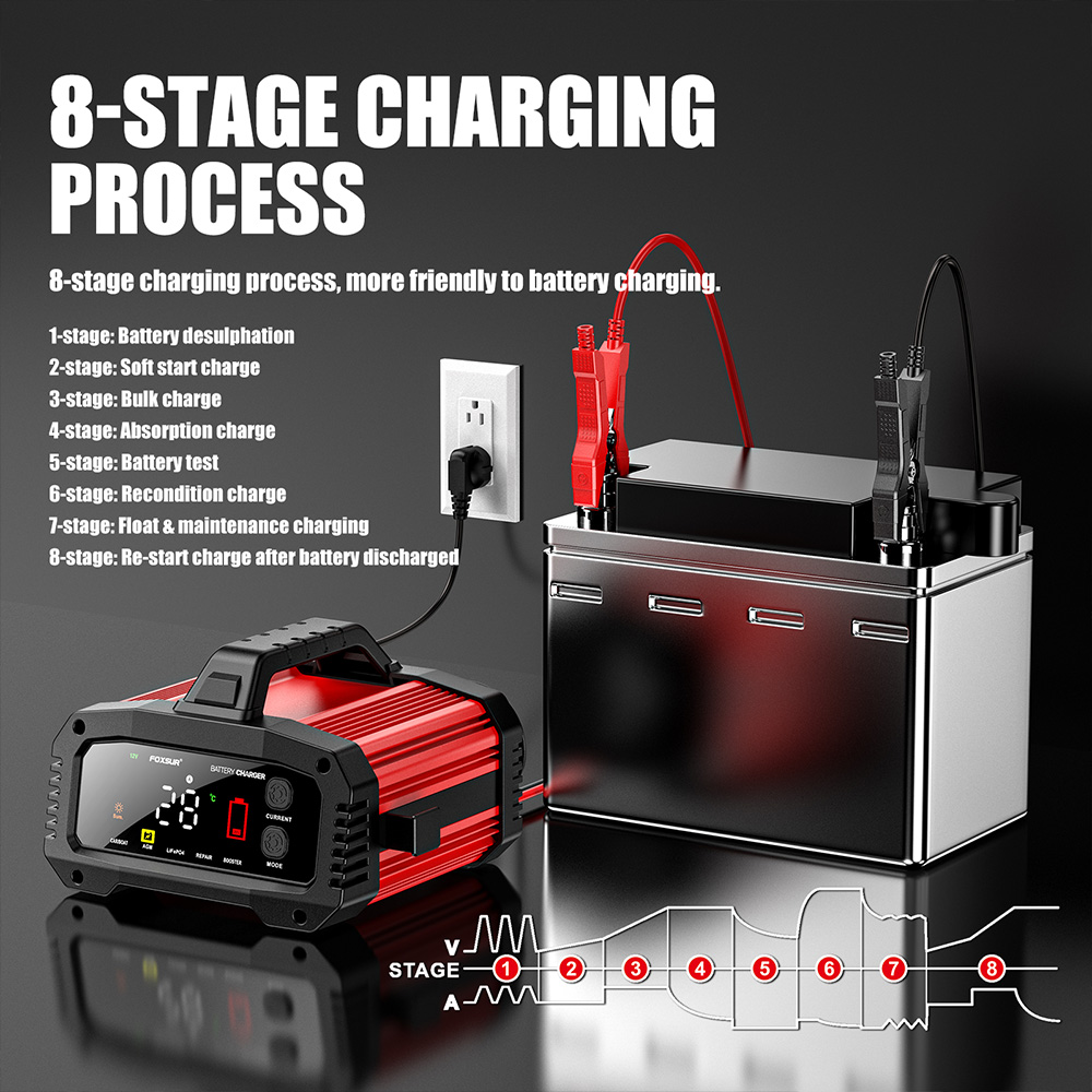FOXSUR 20A/10A Auto Moto Accu  - Smart Car Battery Charger 12V 24V 20A recensie en prijs