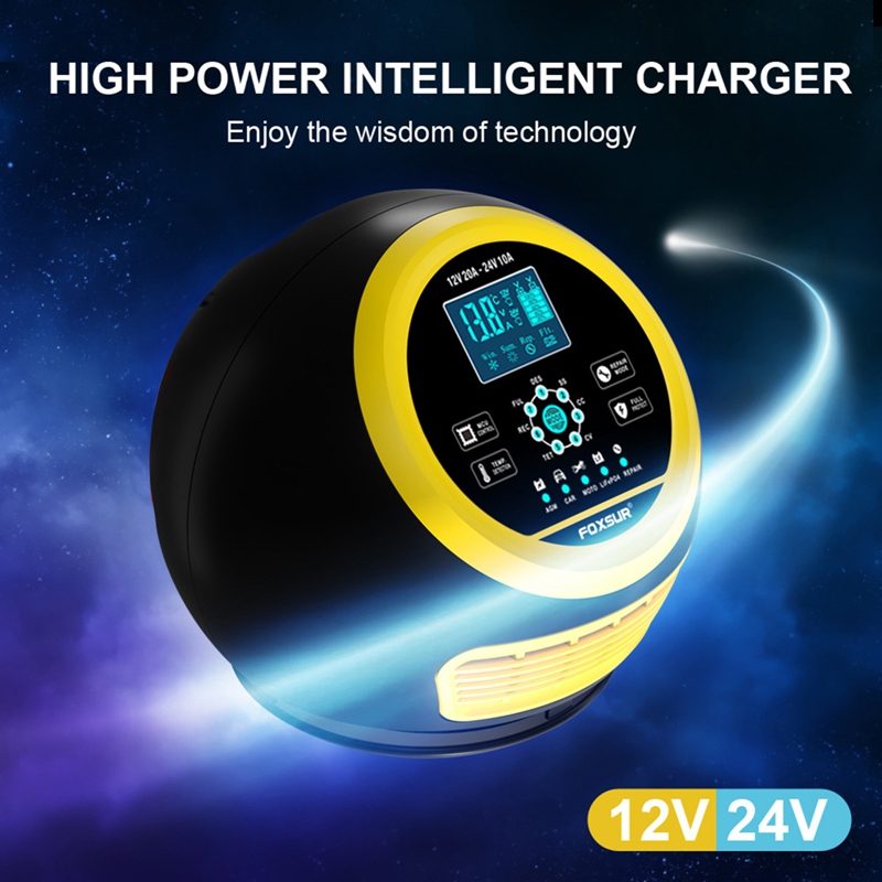 Super Sale FOXSUR 20A/12V 10A/ - Smart Car Battery Charger 12V 24V 20A recensie en prijs