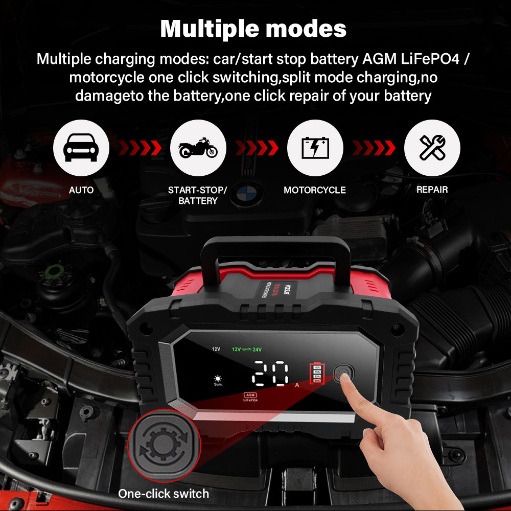 20A/10A Auto Motorfiets Accu L - Smart Car Battery Charger 12V 24V 20A recensie en prijs
