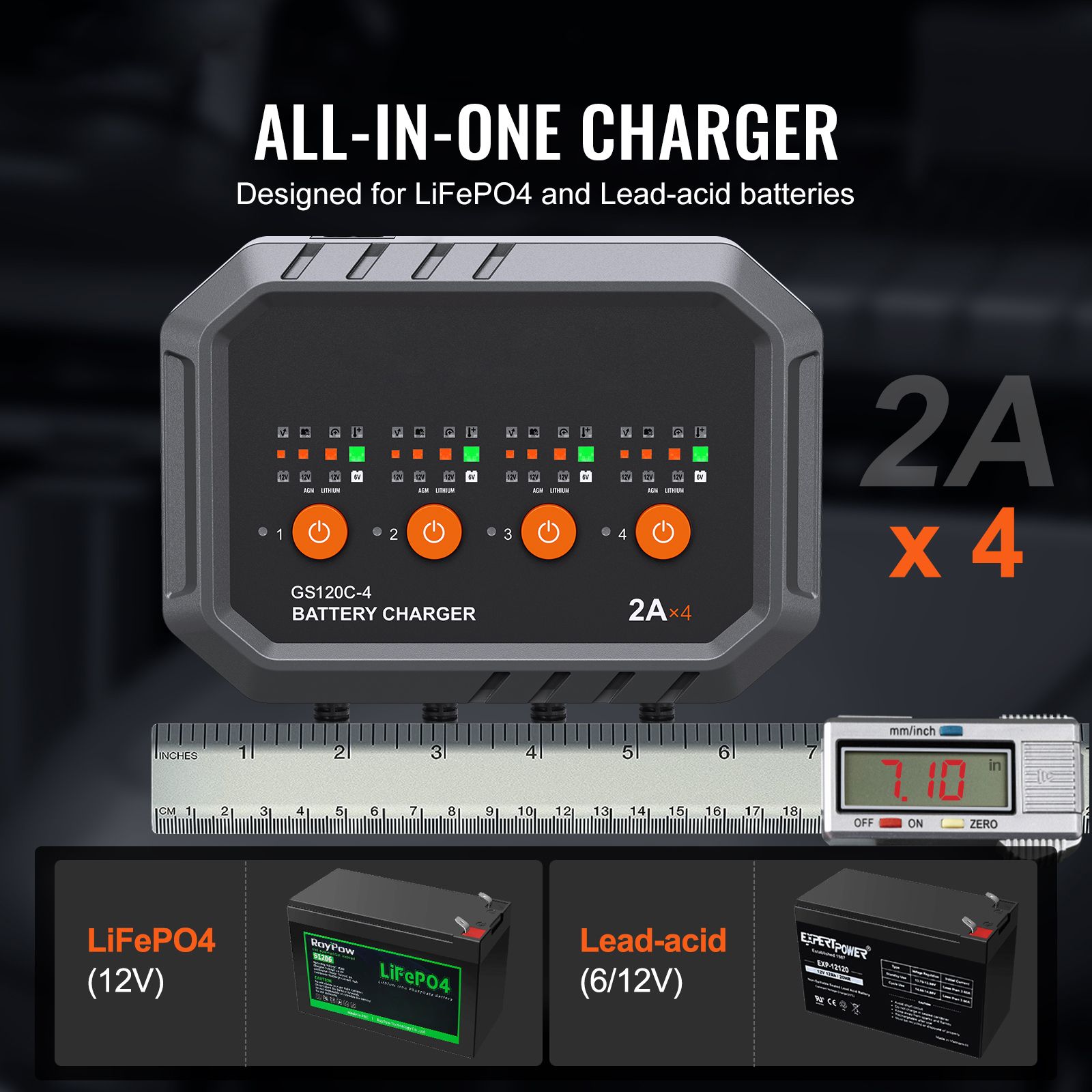 Slimme batterijlader, 8-Amp, L - Lifepo4 Battery Charger Smart Automatic recensie en prijs